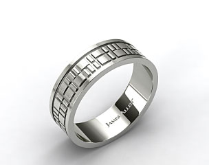 18k White Gold 8mm Art Deco Comfort Fit Wedding Band